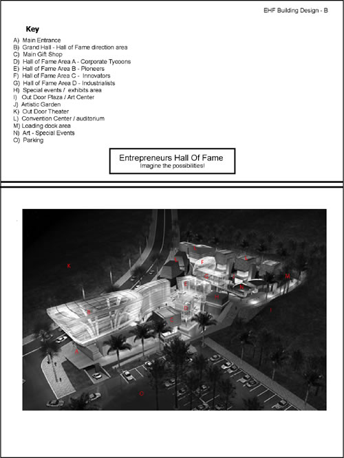Proposed floor plan of E Hall of Fame and Museum